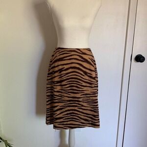 JONES NEW YORK brown and black tiger stripe cotton midi skirt